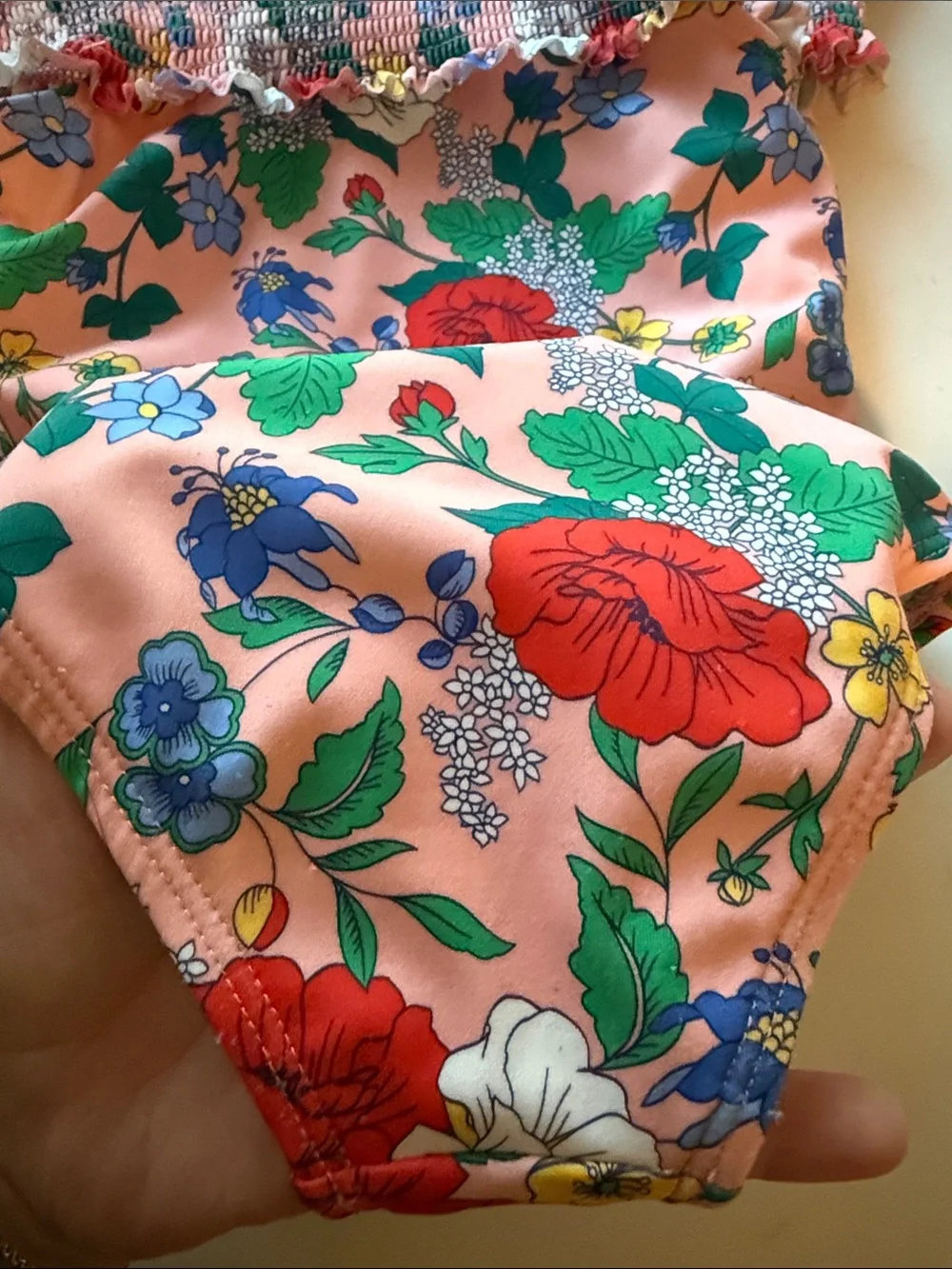 Janie and Jack off the shoulder  Pink Floral One-Piece Swimsuit
